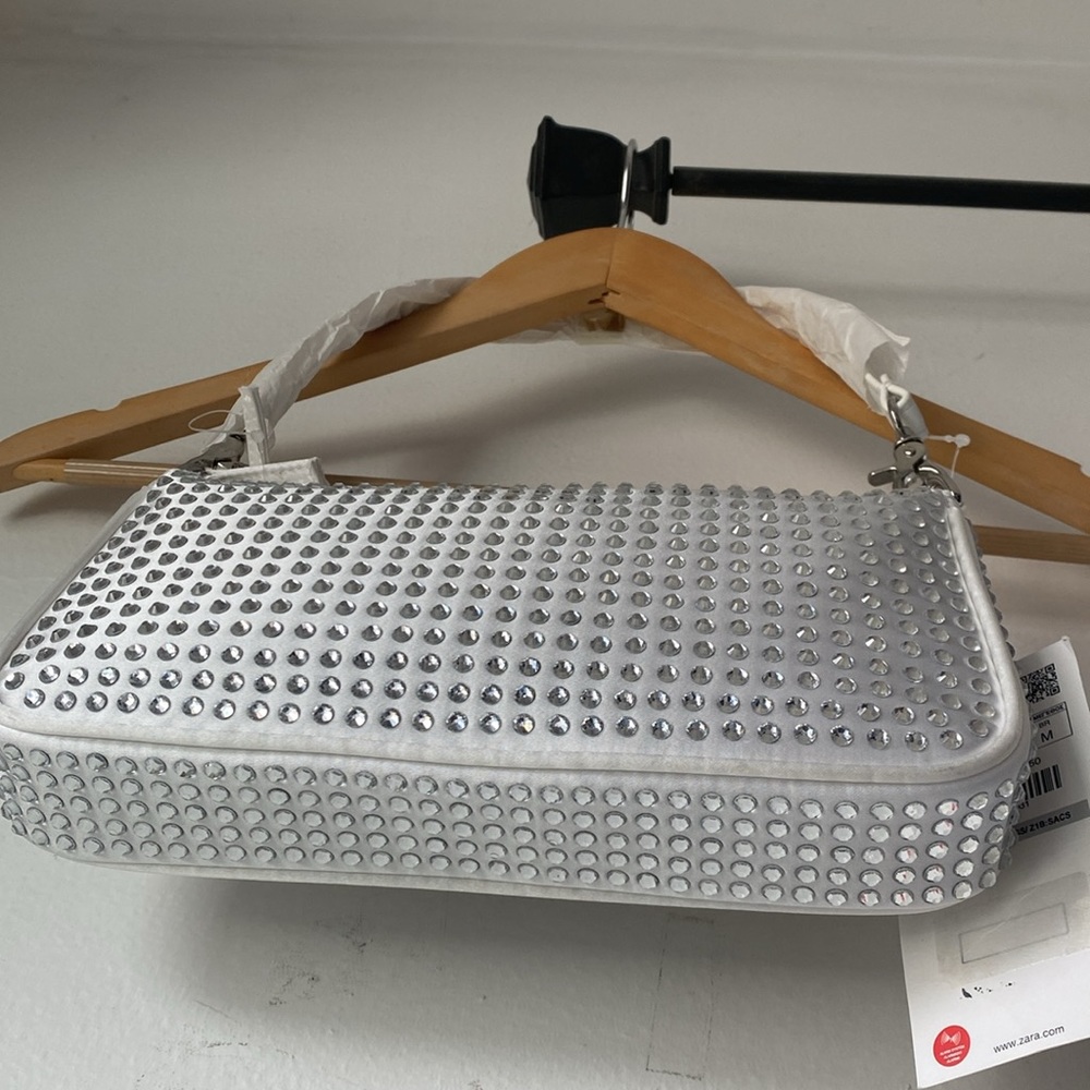 NWT Zara White Crystal Shoulder Bag - Picture 7 of 10